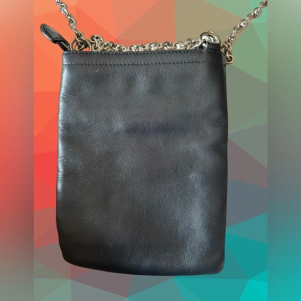 Marc Jacobs Black Leather Shoulder Bag with Silver Charm Logo Chain Strap